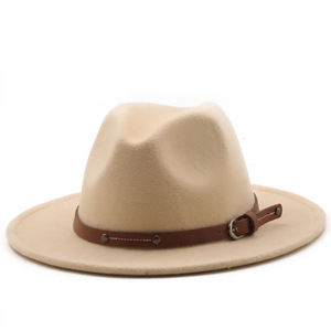 Nouveau <span class=keywords><strong>Chapeau</strong></span> <span class=keywords><strong>Fedora</strong></span> Rétro pour <span class=keywords><strong>Homme</strong></span> en Feutre de Laine avec Boucle de Ceinture en Cuir et Rivets, Accessoire de Décoration, <span class=keywords><strong>Chapeau</strong></span> de Jazz - Product Image 4