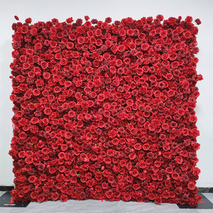 Muro de Flores Personalizable, Rollo de Tela Roja para Decoración de Bodas, Fondo de Flores Artificiales de Seda - Product Image 1