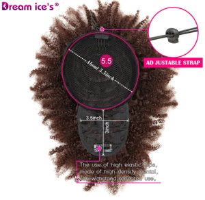 Dream.Ice's Hair 8 pouces Cheveux Synthétiques Chignon Chignon Postiche Cordon Afro Puff Kinky Curly <span class=keywords><strong>Ponytail</strong></span> <span class=keywords><strong>avec</strong></span> <span class=keywords><strong>frange</strong></span> - Product Image 2