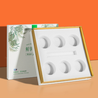 Boîte personnalisée avec couvercle et base, insert en EVA, matériaux recyclés, pelliculage mat et gaufrage pour l'emballage de bouteilles de produits de santé