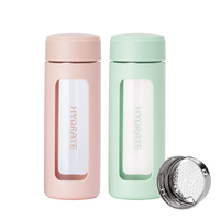 Bouteille d'eau en verre écologique personnalisée de 380 ml avec infuseur à thé, en borosilicate de haute qualité, pour l'extérieur, avec manchon de protection – Vente en gros