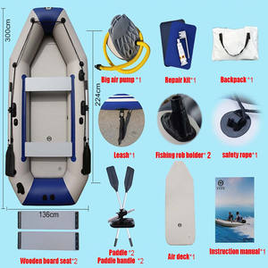 Bateaux à rames solaires pour 4 personnes, 3 m, 9,8 pieds, 300 cm, kayak gonflable, support hors-bord en option, auvent, rames, plancher gonflable, protection - Product Image 2