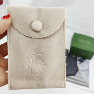 Bolsa de Embalaje de Joyería de Terciopelo con Solapa de Lujo y Botón a Presión, Bolsa de Microfibra con Logotipo Personalizado - Product Image 4