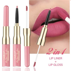 Wasserdichter Veganer Machen Sie Ihr eigenes Logo Doppelkopf Langlebiger matter flüssiger Lippenstift Private Label Custom Lipstick