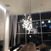 Lustre en verre moderne personnalisé, globe en verre moderne, luminaire de luxe pour hall d'hôtel, villa, luminaires en verre à bulles en spirale