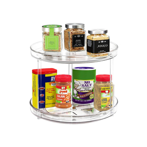 Venta al por mayor de plástico giratorio estante de almacenamiento de 360 ° giratorio <span class=keywords><strong>Lazy</strong></span> <span class=keywords><strong>Susan</strong></span> con 2 capas organizador multiusos para especias/medicina/maquillaje - Product Image 1