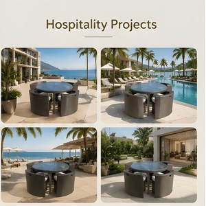Ensemble de table et de chaises en rotin pour patio, ensemble moderne d'extérieur avec personnalisation - Product Image 2