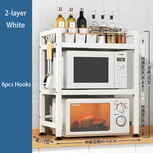 Estante de almacenamiento para horno microondas, estante de almacenamiento retráctil multifuncional, electrodomésticos de cocina, vajilla, herramientas de corte, estante de almacenamiento - Product Image 1