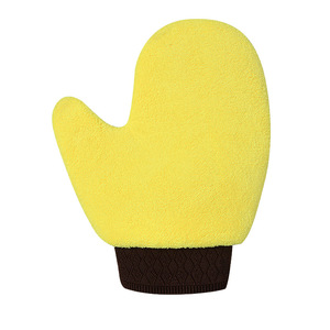 Gant de lavage de voiture Chongteng en microfibre corail jaune et gris, double face, pour le nettoyage et l'élimination des taches sur les véhicules - Product Image 1