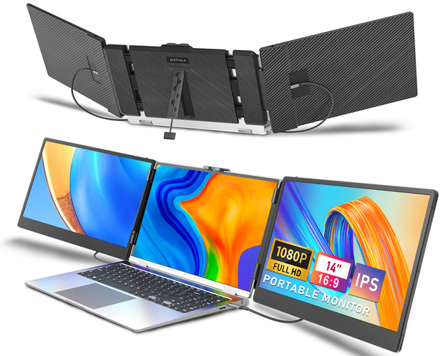 S2 HD 1080P Laptop Monitor Extension Dual Screen 14 Inch Portable Monitor with Type-C Laptop Monitor Triple Extender for Laptop