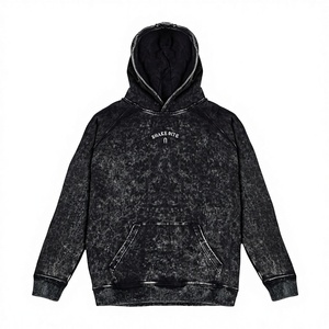 Sudadera con Capucha para Hombre, de Alta Calidad, Negra, Lavada con Ácido, 100% Algodón, Ligera, Transpirable, con Estampado Personalizado - Product Image 1