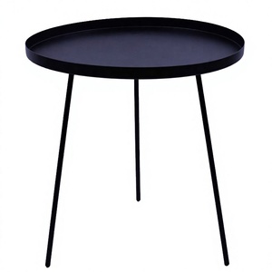 Mesa de Centro Redonda de Metal Moderna y Minimalista, Negra, Ecológica, Duradera, Mueble para Sala de Estar, Fácil de Limpiar, 1 Año de Garantía - Product Image 4