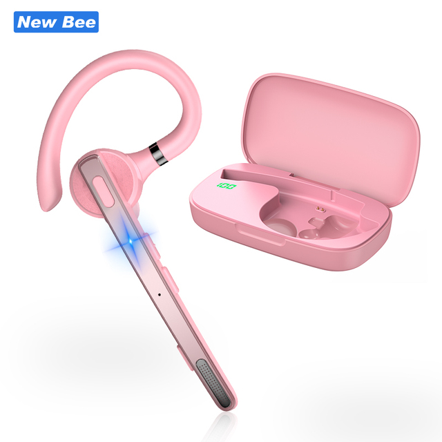 New Bee Wireless RoHS Bluetooth Headset Qualcomm Bluetooth 5.0 Pink Black Color Hands Free Wireless Earphone for Truck Driver