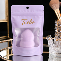 Pochette d'emballage refermable sur pied avec fermeture éclair, personnalisée, givrée, avec fenêtre transparente, pour cosmétiques, applicateur de maquillage, pinceau, rouge à lèvres