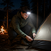 Lampe frontale LED à détecteur de mouvement K354, rechargeable, étanche IPX4, bandeau réglable pour le camping, la randonnée, le travail en extérieur, longue durée