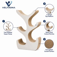Tour griffoir pour chat en carton ondulé, multi-niveaux, en forme d'arbre, avec perchoir, pour l'intérieur, vente en gros