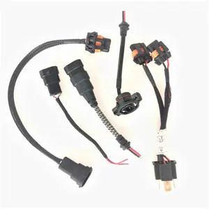 Bombillas led h4 personalizadas para coche, cable macho y hembra, arnés de cableado moldeado, 9006