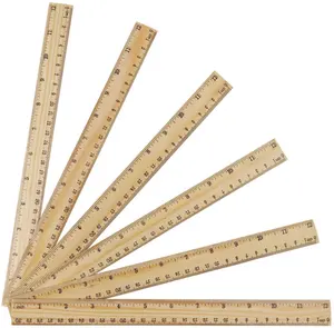 Régua de madeira com escala integrada, régua de medição de madeira transparente de 12 polegadas/30cm