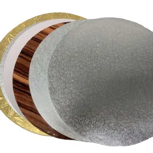 XJH 12 Inch Round Cake Drums, Exquisite Pattern Cake Drums, Gold Silver Cake Boards Sturdy 1/2 Inch Thickness Cake Plate