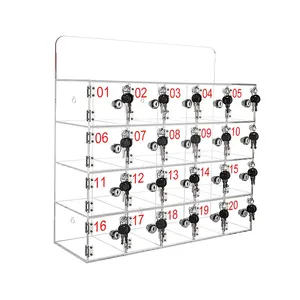 सेल फोन लॉकर 20-स्लॉट क्लियर ऐक्रेलिक फोन लॉक बॉक्स चाबियों के साथ दीवार पर लगा बड़ा फोन स्टोरेज लॉकर बॉक्स