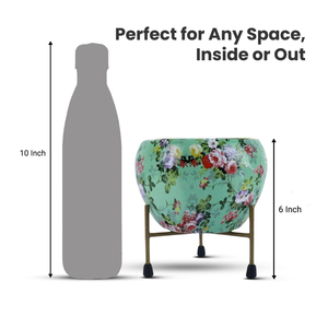 Pot de fleurs en métal pour décoration de maison, vase élégant de 6 pouces avec support, jardinières classiques en fer, fleurs multicolores imprimées, œuvres d'art - Product Image 5