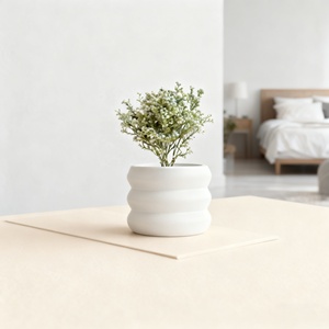 <span class=keywords><strong>Pot</strong></span> à fleurs en plastique blanc à ondulations superposées (S) pour la décoration intérieure - Product Image 1