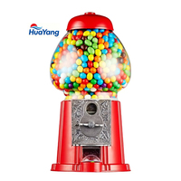 Distributeur de bonbons et de chewing-gums HuaYang 12 pouces en alliage d'aluminium rouge avec globe en verre, retour de monnaie, qualité alimentaire