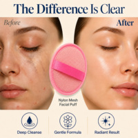 Houppette de maquillage ronde en nylon, grande, douce, réutilisable, pour le visage, multicolore, pour poudre libre et fond de teint