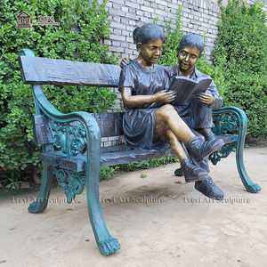 รูปปั้นเด็กหญิงอ่านหนังสือบนม้านั่ง ขนาดเท่า<span class=keywords><strong>คน</strong></span>จริง สำหรับตั้งนอกอาคาร ทำจากทองสัมฤทธิ์ ยี่ห้อ TREVI  ขาย - Product Image 2