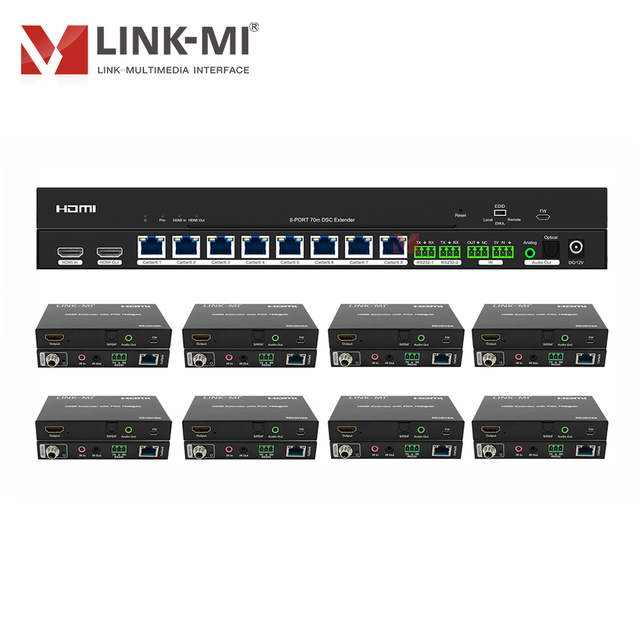 1x8 4K60Hz HDMI Splitter Extender 70M 8-Port with 8 RJ45 Output Support IR & RS232 & Auto Downscaler