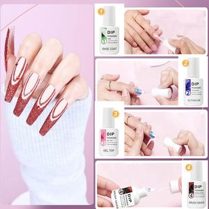 Ensemble de 4 liquides pour poudre à tremper 10 ml, système de base et de finition/activateur/protecteur de pinceau, étape 1-4, manucure en poudre à tremper, gel - Product Image 5