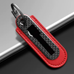 Groothandel Custom Gepersonaliseerde Koolstofvezel Zwart Lederen Auto Sleutelhanger - Product Image 3