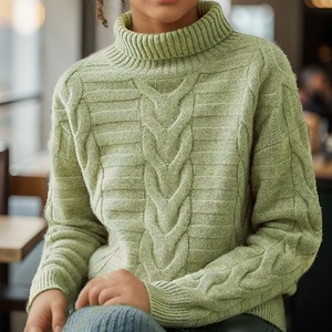 Autumn Winter Women's <strong>Sweater</strong> Cable Knit Turtleneck Pullover Drop Shoulder Ribbed Chunky Soft Cozy Warm Casual Knitwear - Product Image 6