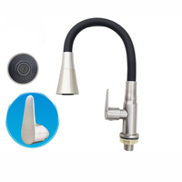 Stainless Steel Single Cold Water Bendable Colored Tube Dual Spray Kitchen Faucet for Deck Mounted Sink