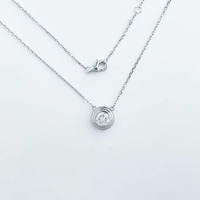 Collana con Pendente in Oro Bianco 18K con Diamante Coltivato in Laboratorio per Donna, Catene alla Moda a Forma di Disco, Gioielli Raffinati, Delicate Collane con Pendenti di Diamanti