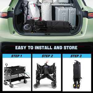 Carrito de Utilidad Plegable de Doble Plataforma, Resistente, con Ruedas de PU Todoterreno y Frenos, para Playa y Compras - Product Image 4