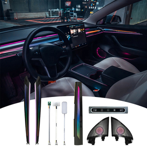 <span class=keywords><strong>Kit</strong></span> d'éclairage d'ambiance intérieur LED motif carbone pour Tesla Model Y/3, avec gravure laser et garniture lumineuse LED - Product Image 1