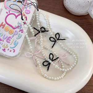 Chaîne de téléphone portable en perles mignonnes avec nœud papillon pour femmes filles étui de téléphone Anti-perte lanière suspendue sangle porte-clés <span class=keywords><strong>bijoux</strong></span> - Product Image 1