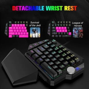 <span class=keywords><strong>Clavier</strong></span> mécanique de jeu USB-C ergonomique programmable à <span class=keywords><strong>une</strong></span> <span class=keywords><strong>main</strong></span> Free Wolf K5 avec bouton multimédia et design détachable - Product Image 4