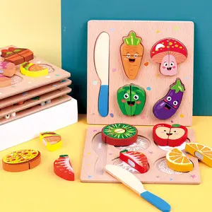 아기 장난감 나무 구슬 Suppliers-핫 세일 척 절단 게임 컷 과일 야채 3D 퍼즐 어린이 장난감 도매 교육 몬테소리 장난감 나무 퍼즐
