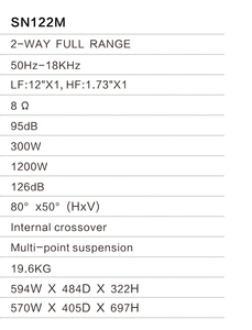 Serie de altavoces <span class=keywords><strong>Mnitor</strong></span> SN122M Uso en el escenario del Teatro de escucha de alta calidad Solo con SALIDA DE ALTA POTENCIA ADOP0T DIAFRAGMA y POLIMÉRICO - Product Image 3