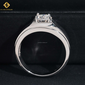 Classic Style Fashion GRA S925 1ct Main Stone Moissanite Rhodium Pave Setting Luxury Unisex Hip Hop Wedding Jewelry <b>Man</b> <b>Ring</b> - Product Image 3