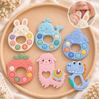 Anneau de dentition pour bébé, jouet de dentition, bâtonnet de dentition, anneau de dentition en silicone, crème de dentition, lapin, Pop It, Push Bubble, personnalisé OEM