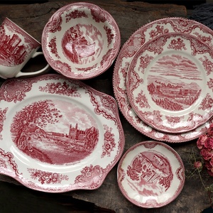Christmas Plate Export Western Red Castle Series Porcelain Large <b>Small</b> Plate Bowl Dish Dessert Dish Cake Dish - Product Image 2
