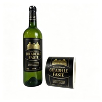 Étiquettes de vin personnalisées en vinyle gaufré à l'or, résistantes à l'eau, pour bouteilles de boissons, spiritueux et whisky, autocollantes