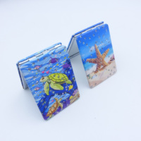 Personnaliser cuir Portable Mini Petit Rond De Poche Miroir Cosmétique Diamant Souvenir Pliable Main Compact Miroir De Maquillage De Poche