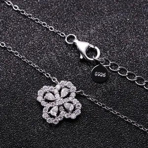 Precio de fábrica 925 plata esterlina 18K chapado en oro Moissanite joyería cuatro hojas trébol colgante collar de mujer