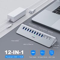 Hub USB-C con Carga PD de 45W y 10Gbps, Cable de Aluminio de 3.3 Pies, 12 Puertos, en Stock para PC/Laptop/iPhone 17/16