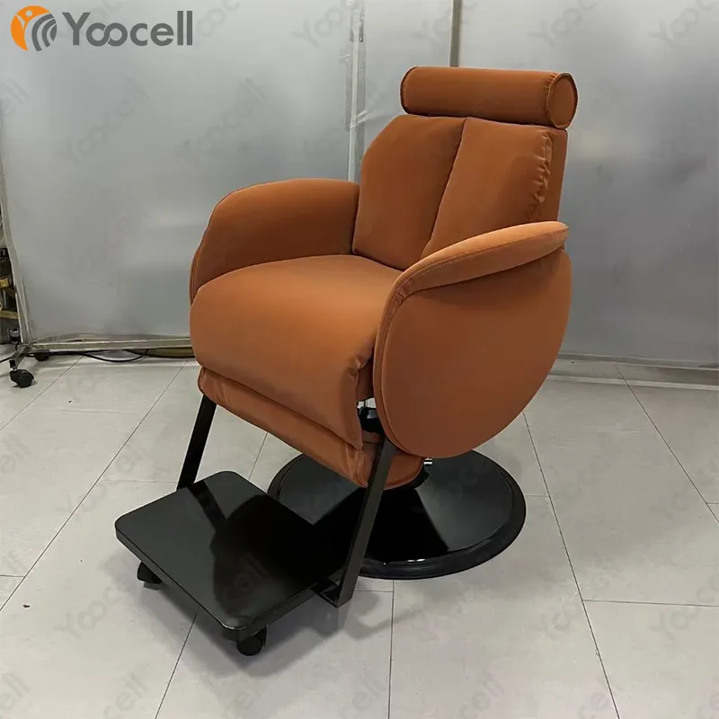 Yoocell barber shop black metal electric put down salon equipment vintage saloon chairs hydraulic barber chair