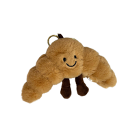 Croissant en peluche porte-clés mignon dessin animé nourriture doux en peluche poupée pendentif voiture porte-clés sac à dos sac décor accessoire cadeau